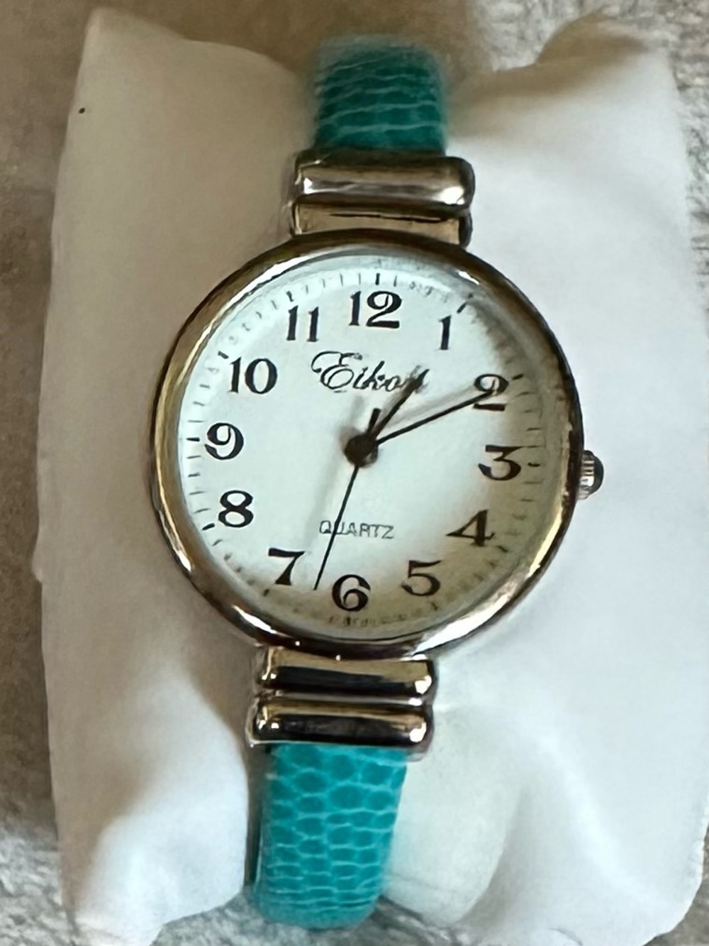 Brand New Eikon Turquoise Snakeskin Leather Bangle Cuff Watch w/new battery NWOT